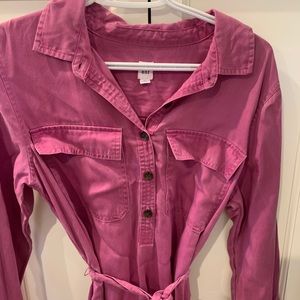 Gap Pink Denim Shirt Dress with belt